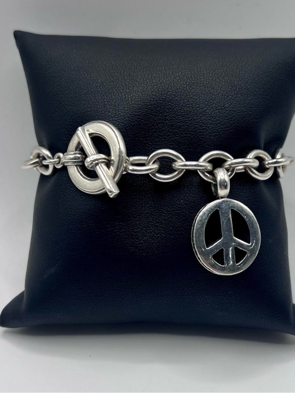 LAGOS Silver Peace Sign Toggle Bracelet